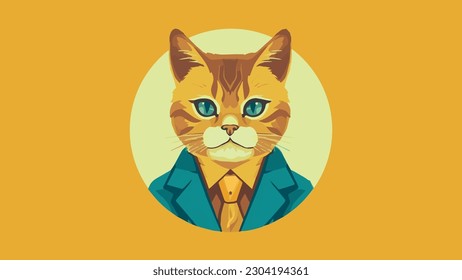 Quirky cat in a suit portrait