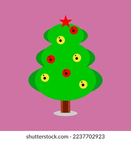 quirky christmas tree vector illustration, with christmas day cash accessories