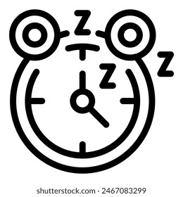 Ilustración de reloj despertador de dibujos animados peculiar y lindo en arte de línea simple en blanco y negro.