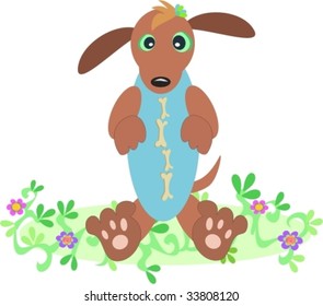 Quirky Dachshund with Bone Sweater Vector