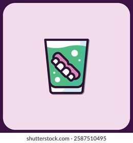 Quirky Dental Icon: False Teeth in a Glass