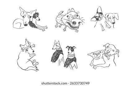 Quirky Dog Sketches – Funny Hand Drawn Doodle Characters