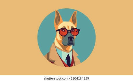 Quirky dog in a suit portrait