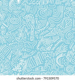 Quirky Doodle Texture - Scribble Seamless Background Vector.