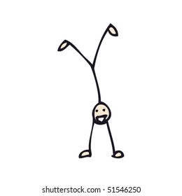 quirky drawing of acrobatic stick man