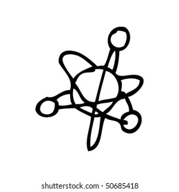 quirky drawing of an atom