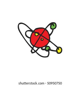 quirky drawing of an atom