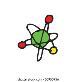 Quirkzeichnung eines Atoms