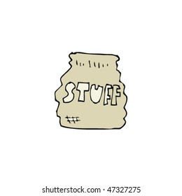 quirky drawing of a bag of stuff