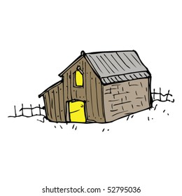 dibujo peculiar de un granero