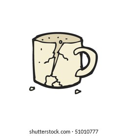 quirky drawing of a broken mug