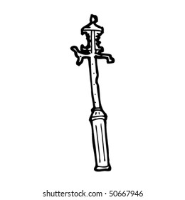 quirky drawing of a broken old lamppost
