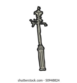quirky drawing of a broken old lamppost
