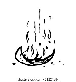quirky drawing of a burning photograph