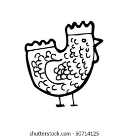 quirky drawing of a chicken