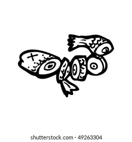 dibujo peculiar de un pez troceado