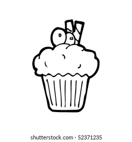 quirky drawing of a cupcake