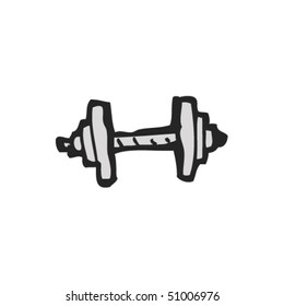 quirky drawing of a dumbbell