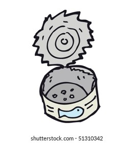 quirky drawing of a empty tin of fish