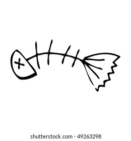 quirky drawing of fish bones