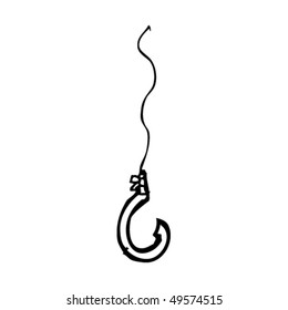 quirky drawing of fishing hook