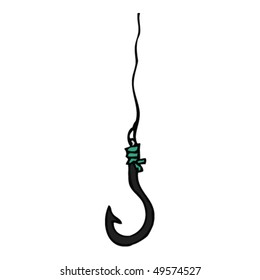 quirky drawing of fishing hook