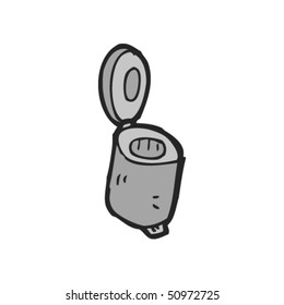 quirky drawing of a flip top bin