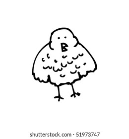 quirky drawing of a fluffy bird