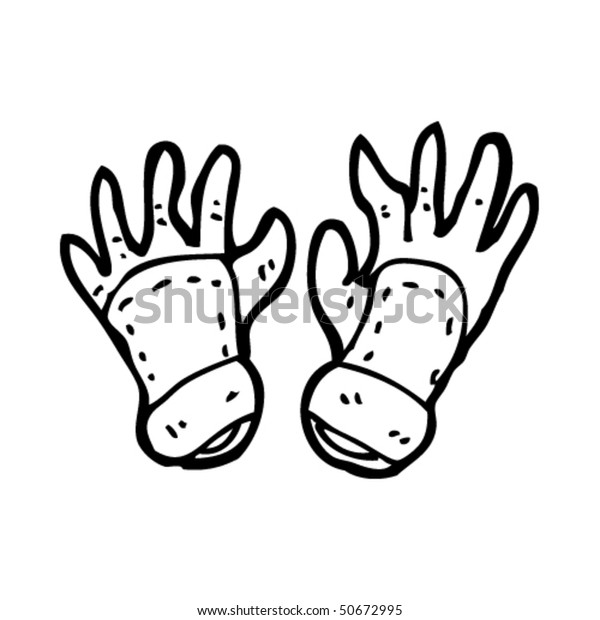 Quirky Drawing Gardening Gloves Stock Vector (Royalty Free