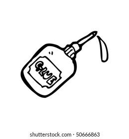 dibujo peculiar de una botella de pegamento
