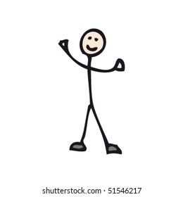 Stick Figure Man Dances Stickman Isolated Stock Vector (Royalty Free ...