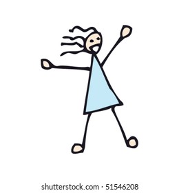 quirky drawing of happy stick woman