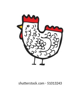 quirky drawing of a hen
