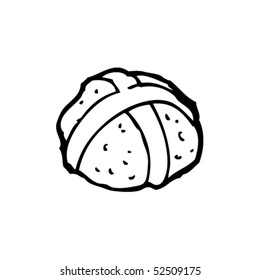quirky drawing of a hot cross bun