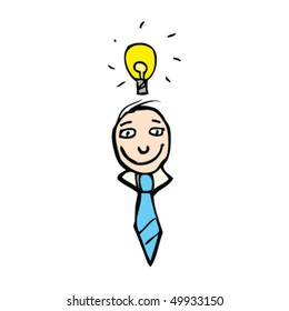 dibujo peculiar de un hombre con una idea