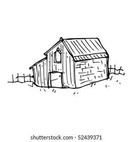 Quirky Drawing Of An Old Barn