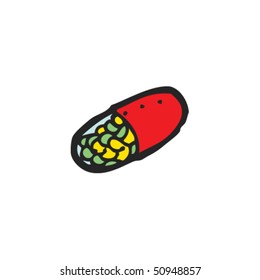 quirky drawing of a pill