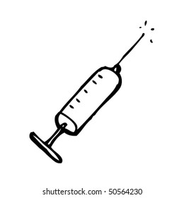 Quirky Drawing Of A Syringe