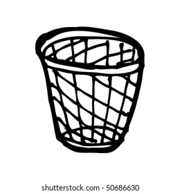 quirky drawing of a waste paper basket