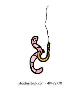 quirky drawing of a worm on a hook