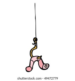 dibujo peculiar de un gusano en un gancho
