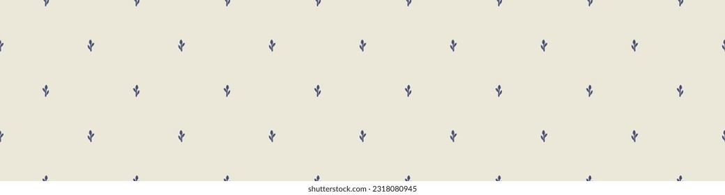 Quirky floral lino cut motif vector border. Seamless decoration of whimsical foliate design for modern banner.