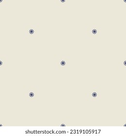 Quirky floral lino cut motif vector pattern. Seamless decoration of whimsical foliate design for modern background