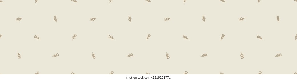 Quirky floral lino cut motif vector border. Seamless decoration of whimsical foliate design for scandi banner. 