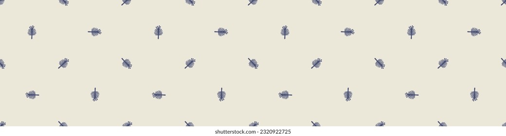 Quirky floral lino cut motif vector border. Seamless decoration of whimsical foliate design for modern banner.