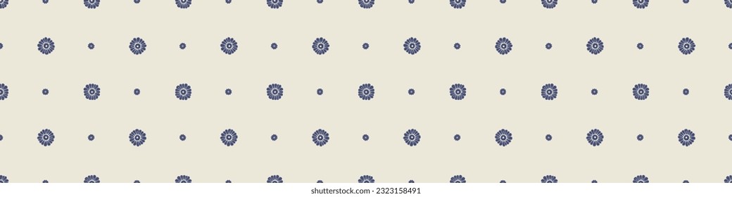 Quirky floral lino cut motif vector border. Seamless decoration of whimsical foliate design for modern banner.