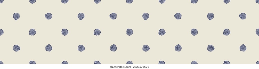 Quirky floral lino cut motif vector border. Seamless decoration of whimsical foliate design for modern banner.