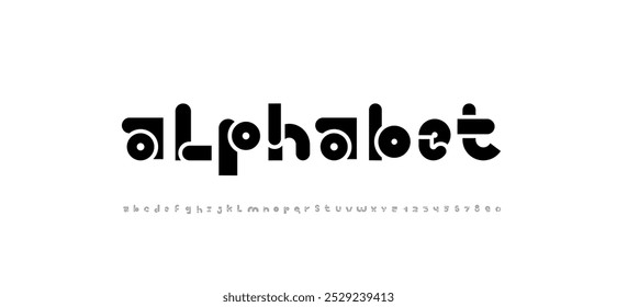 Quirky font, alphabet in the cartoon style, black funny letters and numbers, vector illustration 10EPS