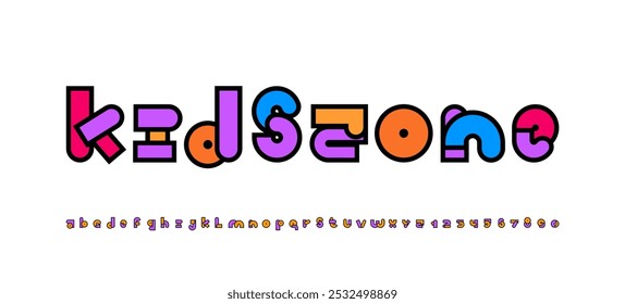 Quirky font, alphabet in the cartoon style, funny kids letters and numbers, vector illustration 10EPS