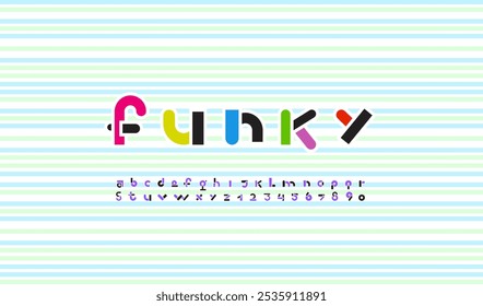 Quirky font, alphabet in the cartoon style, funny art letters and numbers, vector illustration 10EPS